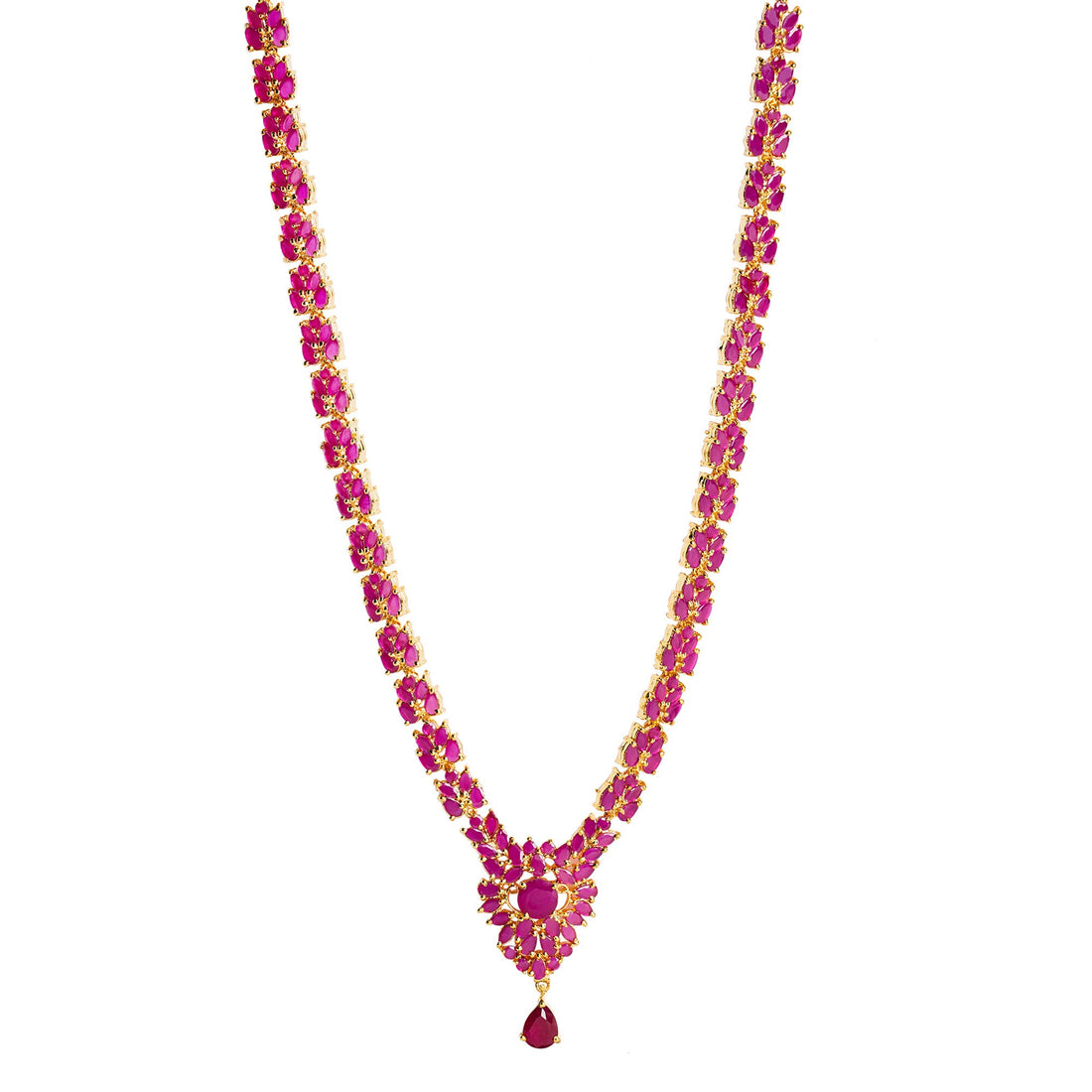 Handmade Ruby & Emerald Necklace: 22k Gold Plated Indian Jewelry — 3