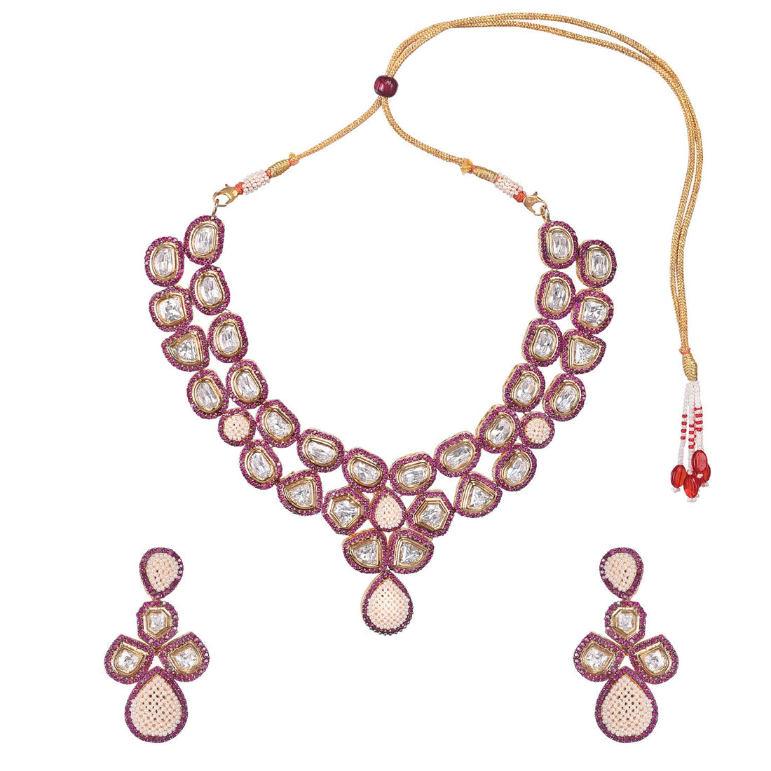 Multicolor Kundan Necklace Set | Gold Plated Polki Choker |Bridal Wedding Jewelry | Traditional Ethnic Statement Necklace Set |Gift For Her — 6