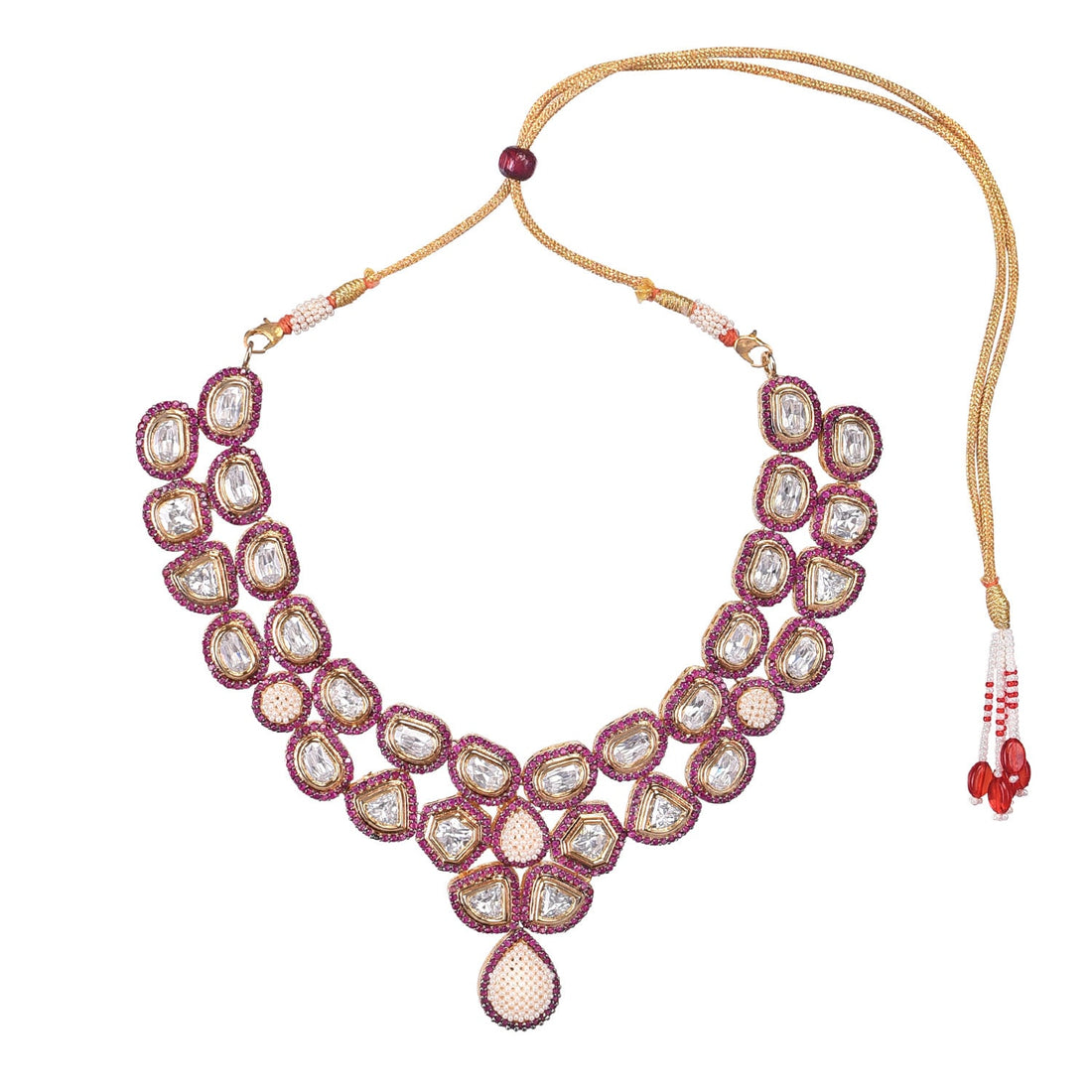 Multicolor Kundan Necklace Set | Gold Plated Polki Choker |Bridal Wedding Jewelry | Traditional Ethnic Statement Necklace Set |Gift For Her — 7