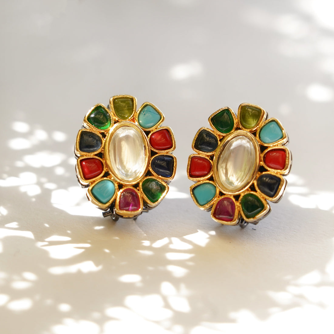 22k Gold Plated Kundan Stud Earrings: Indian Wedding Jewelry — 4