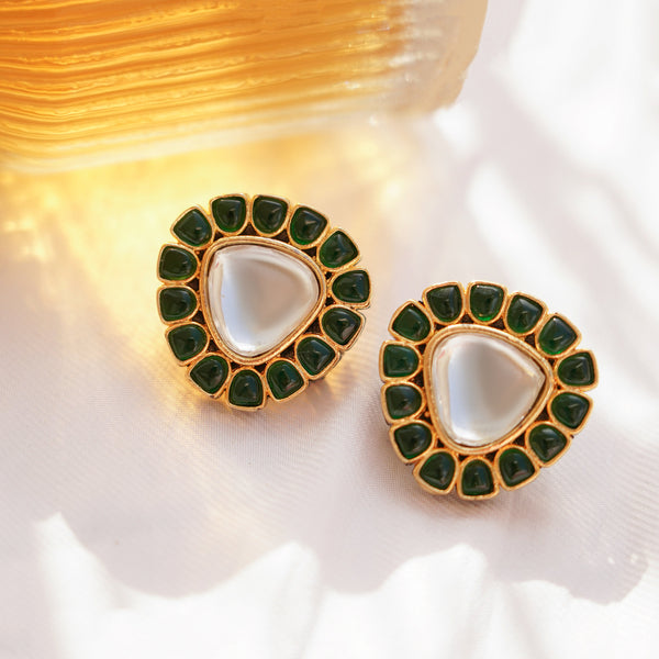 Handmade Polki Kundan Stud Earrings | 22K Gold Plated Indian Jewelry | Bridal Wedding Earrings | Traditional Ethnic Studs | Gift for Her
