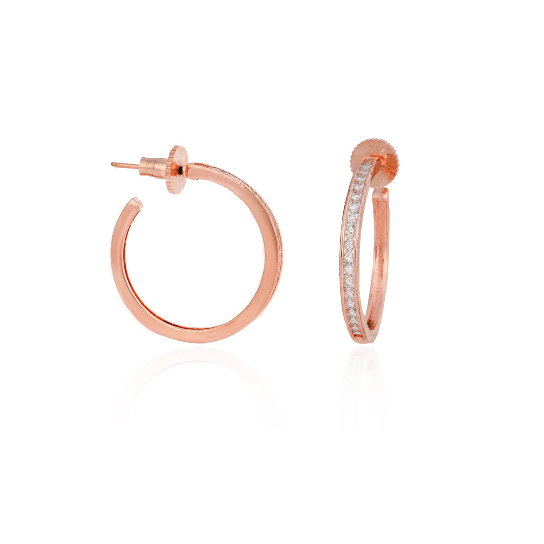 Rose Gold Hoop Earrings: Black & Diamond CZ Small Hoops — 5
