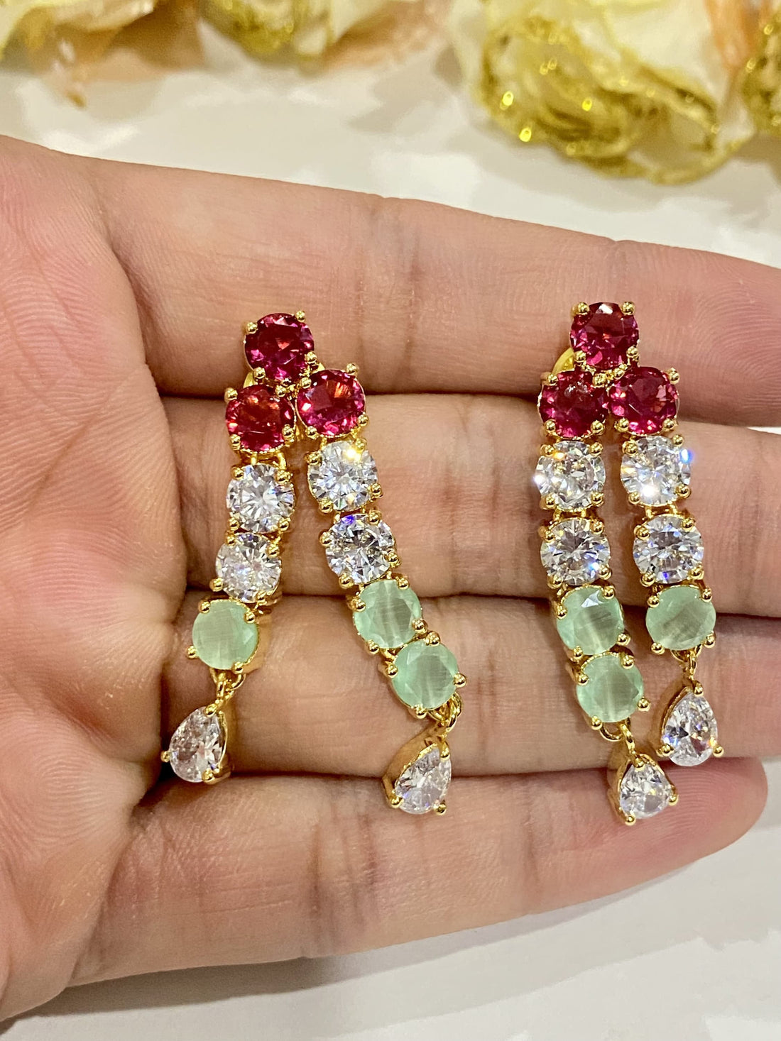 Ruby & Rose Quartz Necklace Set for Women | 22K Gold Plated Wedding Bridal Jewellery | Traditional Indian Party Wear Necklace |Gift for Her — 6
