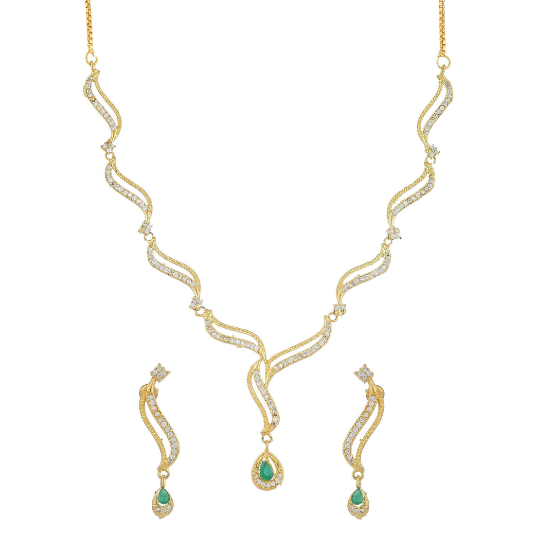 22K Gold Plated Ruby & CZ Diamond Necklace | Lightweight Bridal Wedding Jewelry | Elegant Indian Festive Necklace | Gift for Women — 6