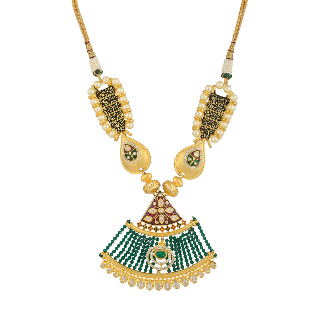 Dainty Emerald CZ Necklace Set | 22K Yellow Gold Plated AAA Emerald Bridal Jewelry | Wedding Necklace | Statement Necklace | Gift For Women — 3