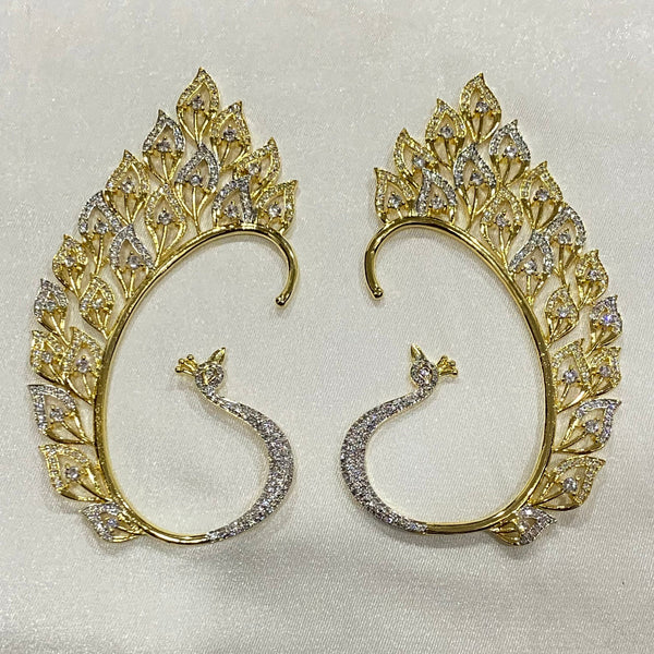 Thai Artistry in Gold: Peacock Ear Cuff for Weddings - No Piercing Required