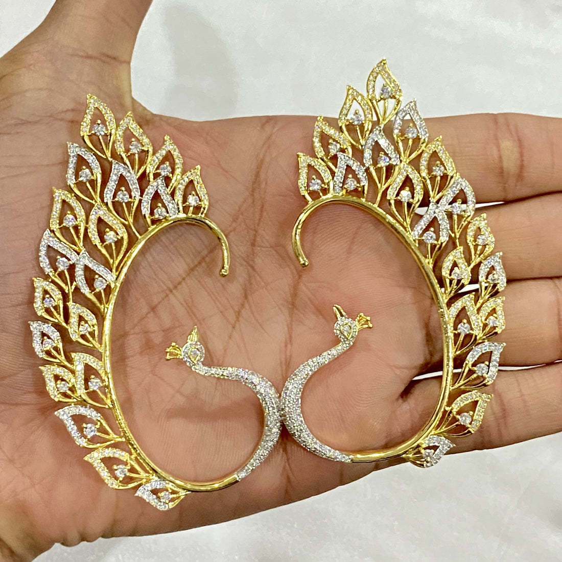 Thai Artistry in Gold: Peacock Ear Cuff for Weddings - No Piercing Required — 2