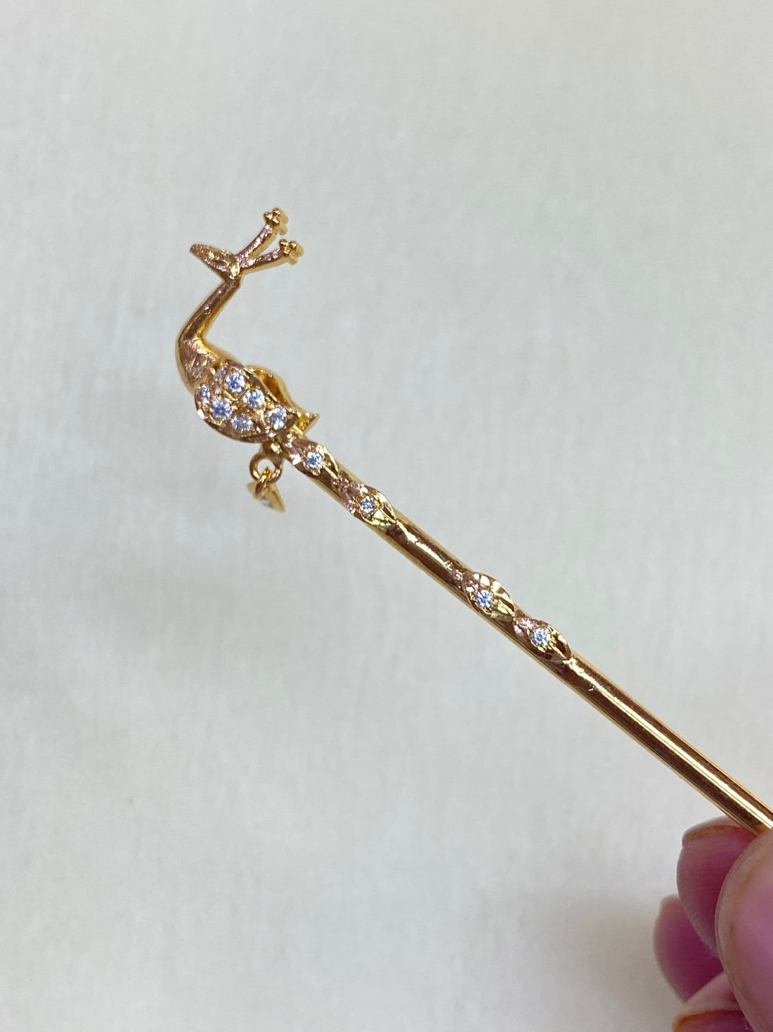 22k Gold Plated Krishna Flute: Laddu Gopal Bansuri with CZ Stones — 2