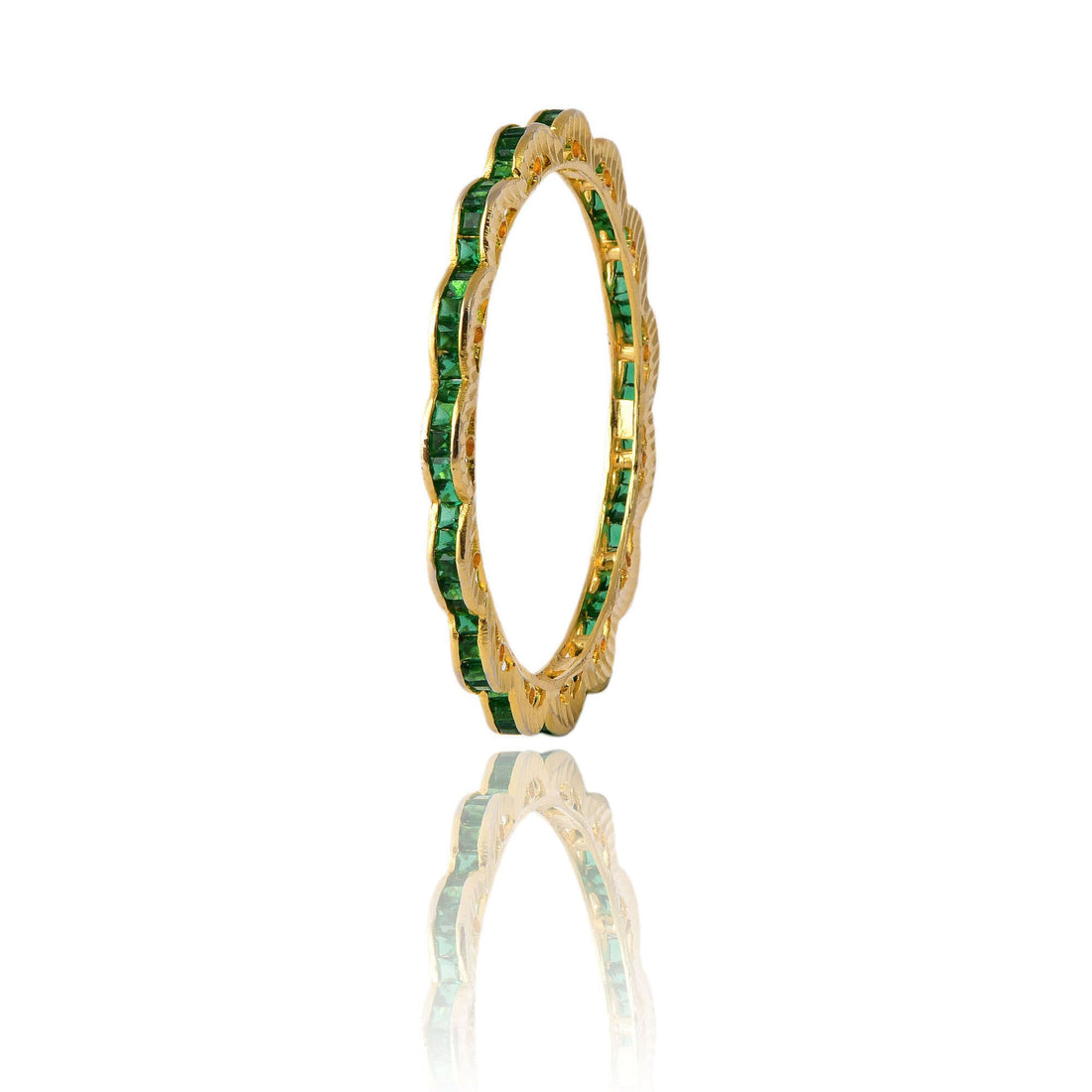 22K Gold Plated Emerald Bangles (Set of 4): South Indian Bridal Wedding Jewelry — 2