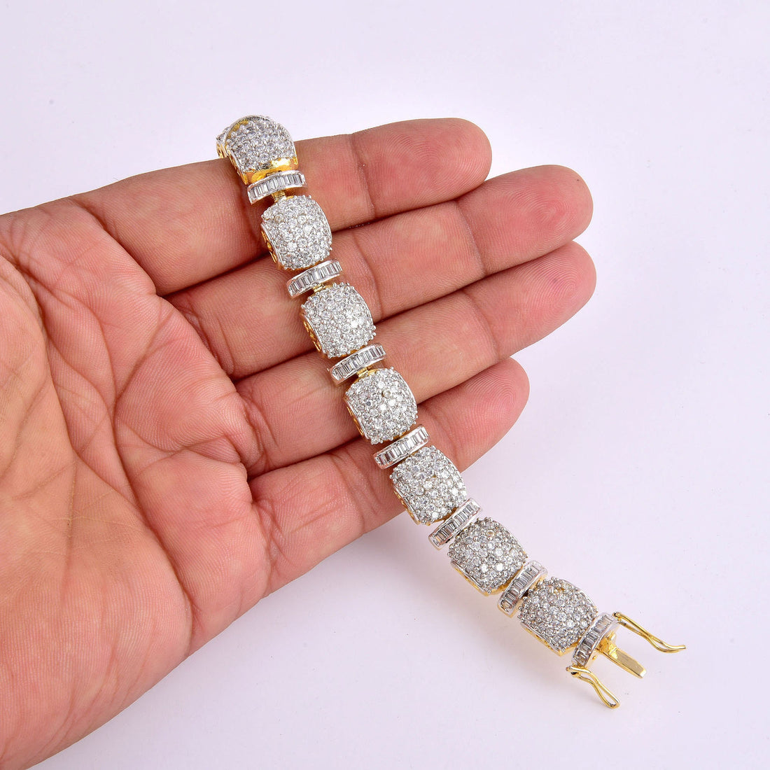 Handcrafted Brass Dainty Gold Plated Bracelet | Tennis CZ Bracelet for Wedding | Stackable Gemstone Bracelet | Gift for Her — 3