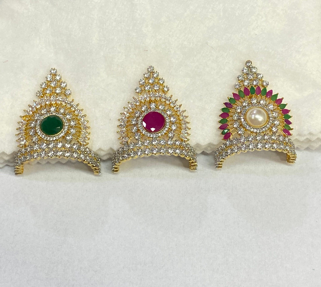 Indian God Crown with Gemstones | Kahana Accessory Mukut | Handmade Mukut Krishna Radha Ornaments — 2
