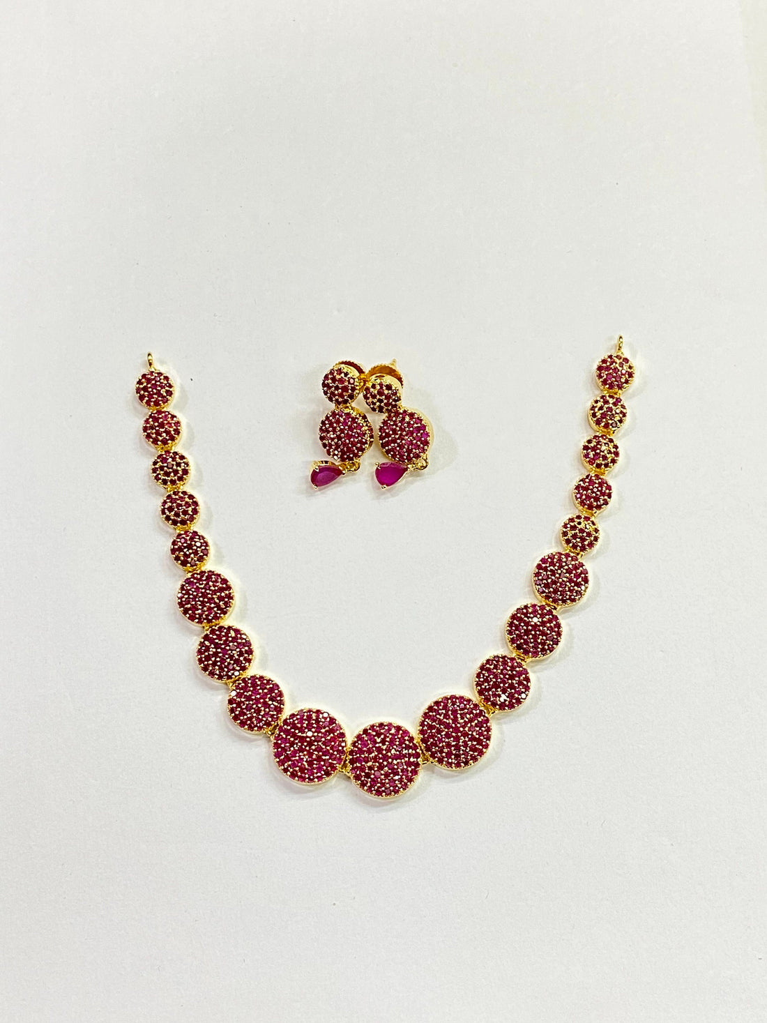 22K Gold Plated Ruby Handmade Choker Necklace | European Statement Jewelry | Elegant Party Bridal Wedding Necklace | South Indian Jewelry — 6