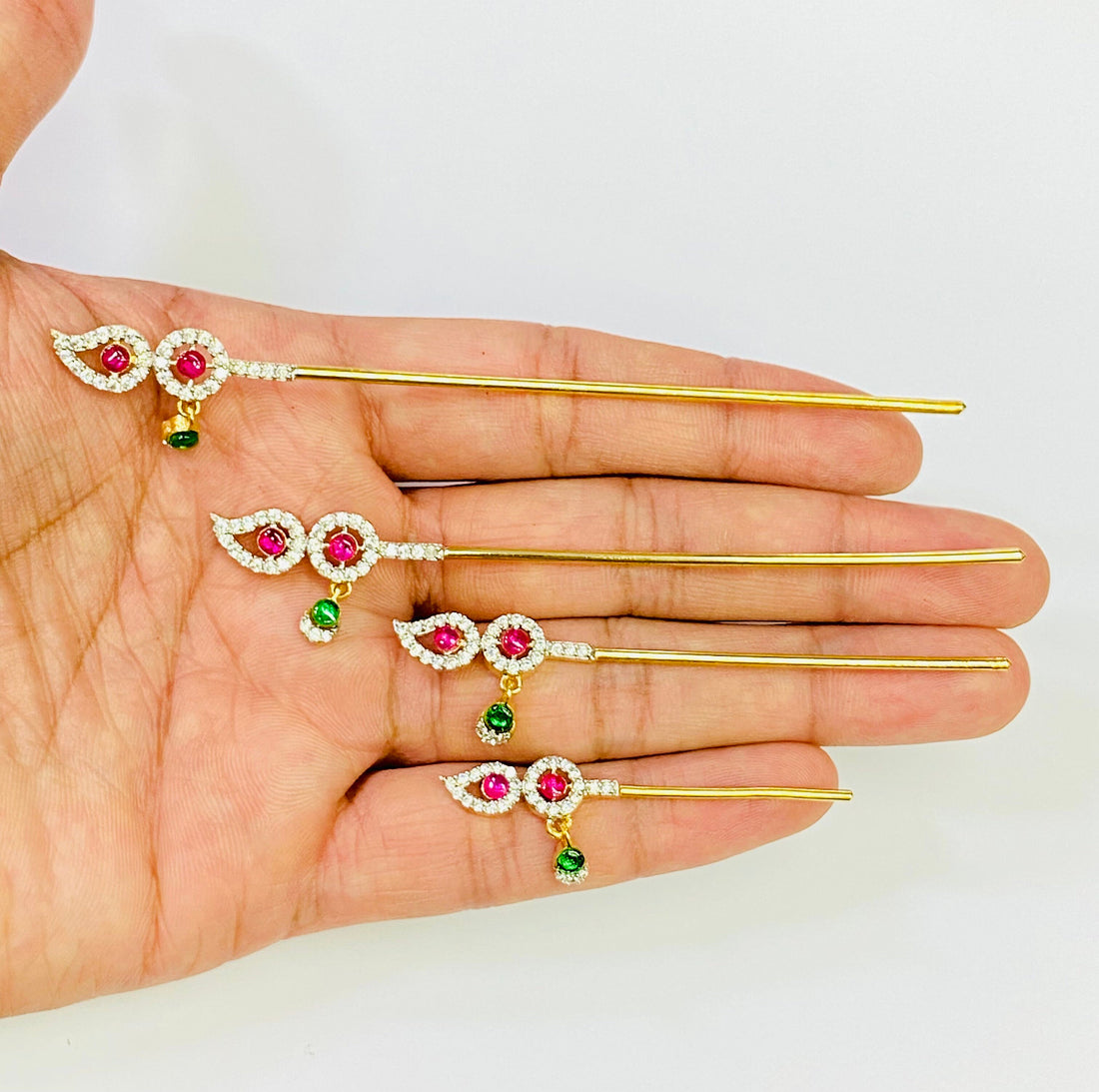 Gold Plated Krishna Flute | Ruby & Emerald Deity Accessories | flute Bal Gopal Bansi | Handmade Lord Krishna | Gift For Her — 6