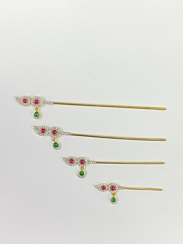 Gold Plated Krishna Flute | Ruby & Emerald Deity Accessories | flute Bal Gopal Bansi | Handmade Lord Krishna | Gift For Her