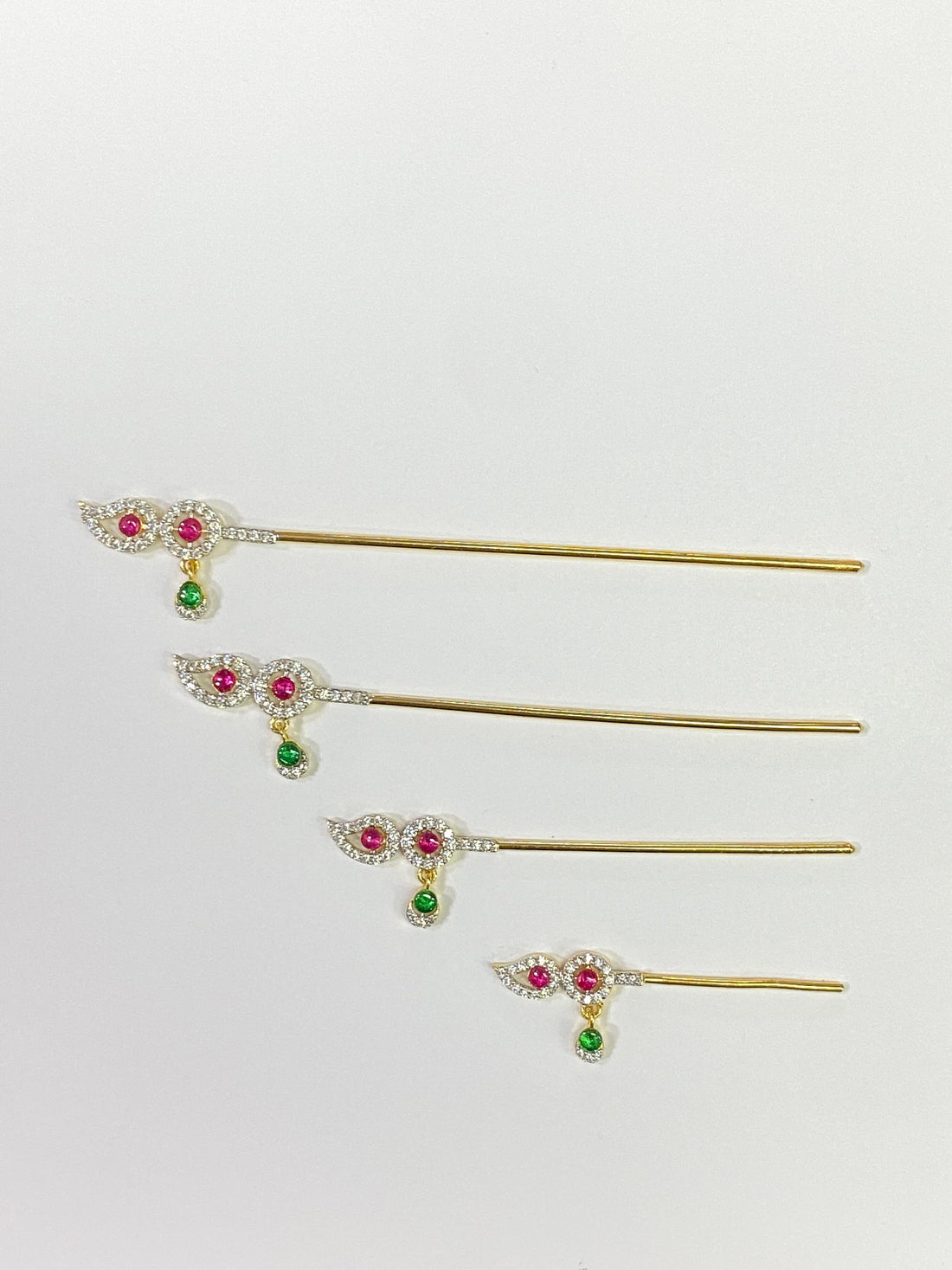Gold Plated Krishna Flute | Ruby & Emerald Deity Accessories | flute Bal Gopal Bansi | Handmade Lord Krishna | Gift For Her — 1