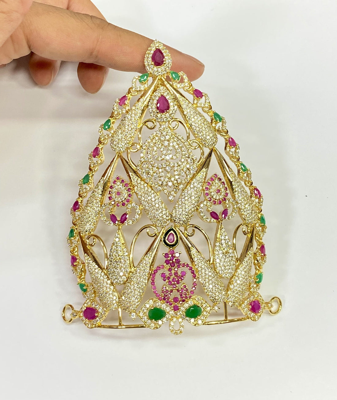 Radha Krishna Mukut | Divine Ornament | Big Size Temple Accessory Mukut | Temple Spiritual Gifting — 3