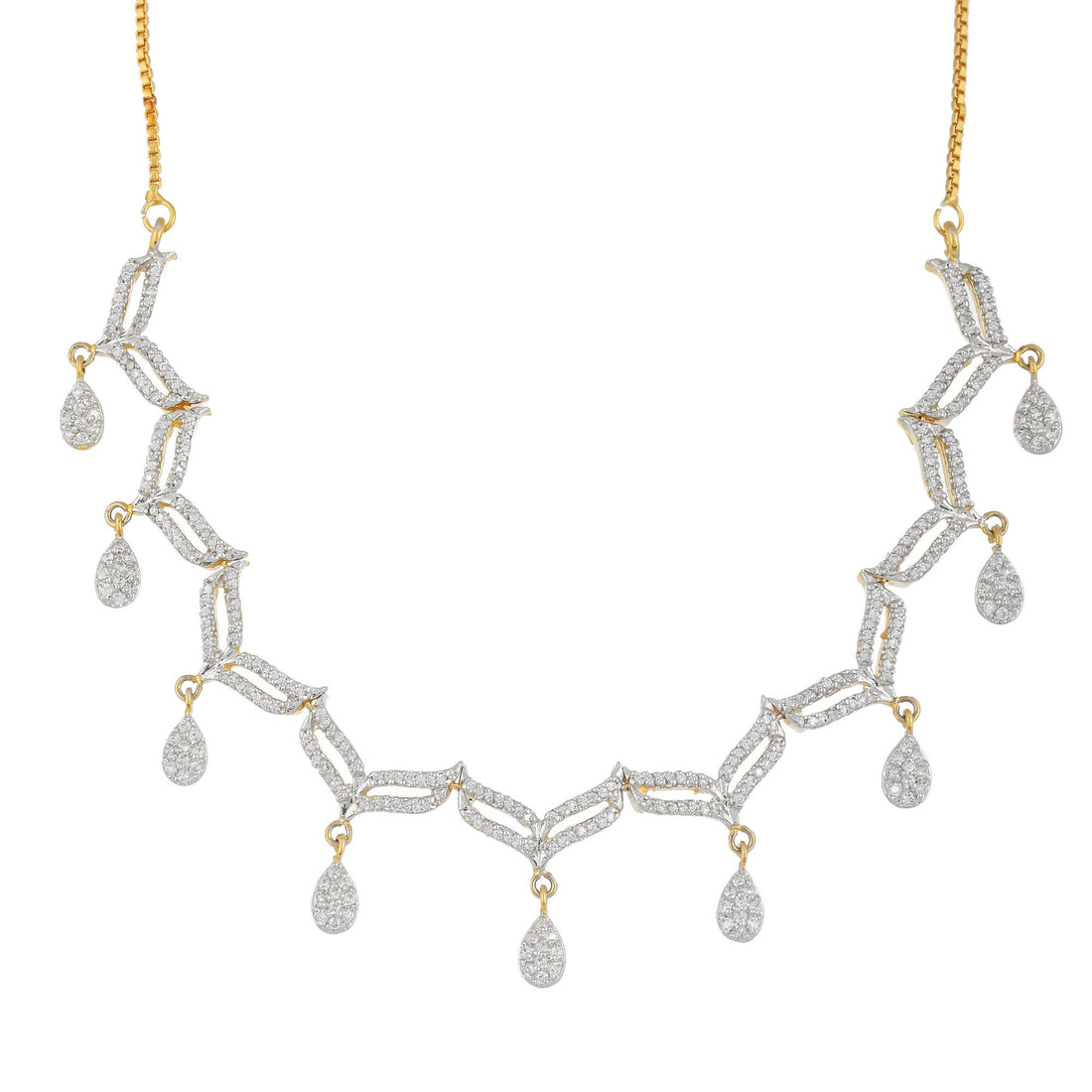 White Gold Plated Diamond Necklace Set | Party Wear Jewelry | CZ Statement Necklace with Earrings | Bridal Wedding Jewelry | Gift for Her — 2