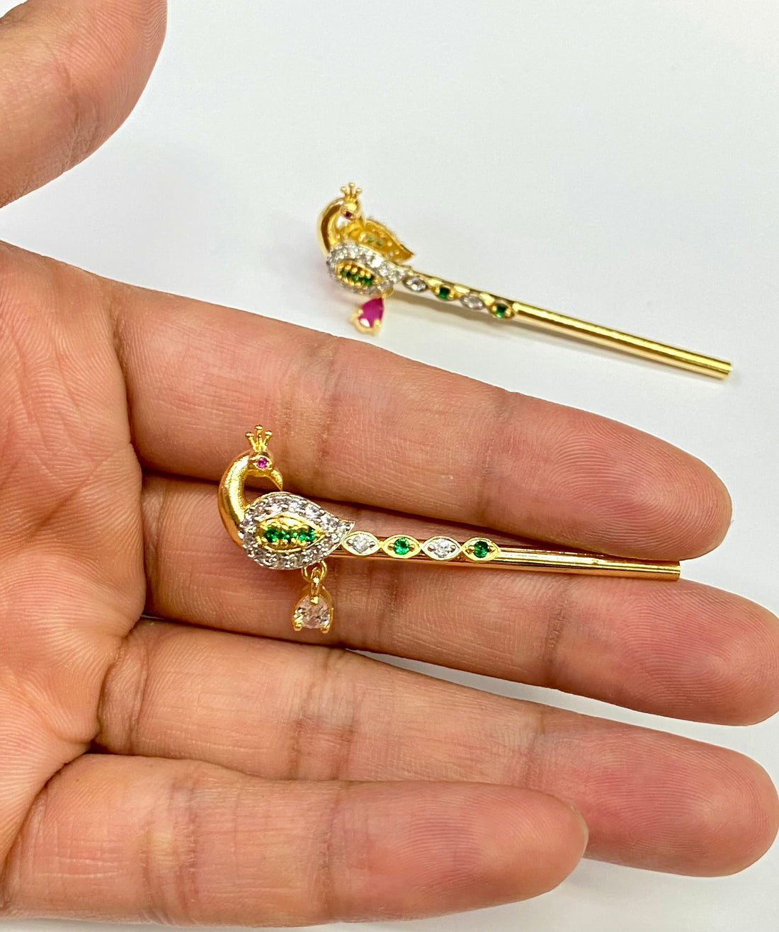 Gold Plated Krishna Flute: Peacock Bansuri, Temple Accessories — 3