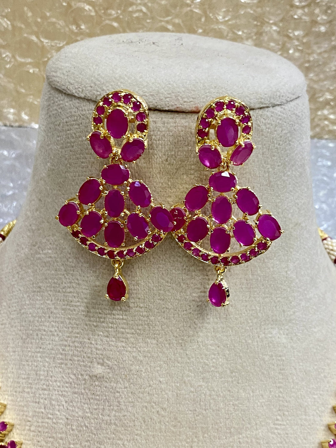 Premium Ruby Necklace Jewelry, Gold Plated Necklace, South Indian Necklace, Indian Wedding Jewelry, Statement Ruby Necklace Red Jewels — 5