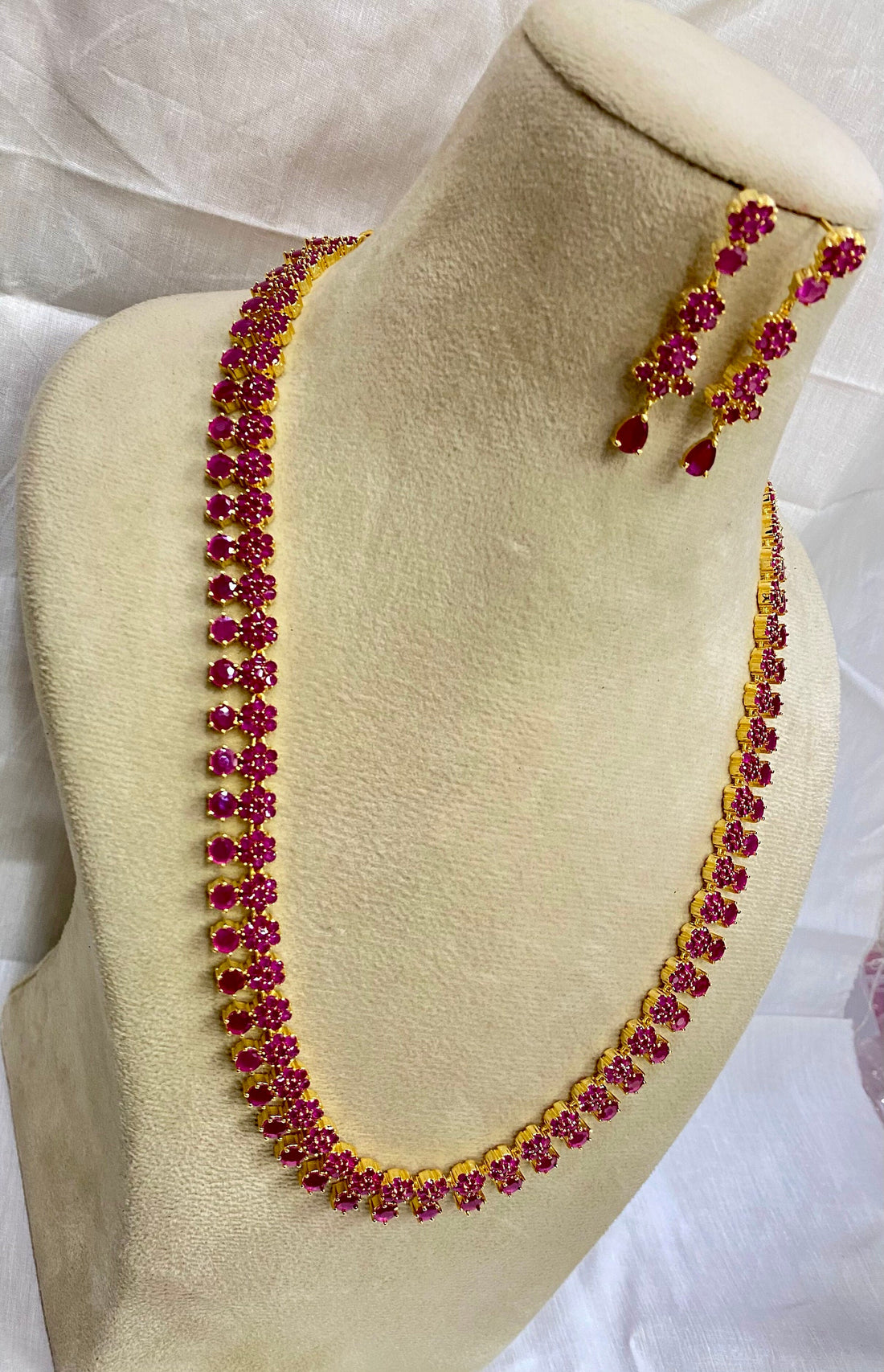 Long Ruby Haar Necklace 22k Gold Plated Necklace Wedding jewelry, Long Haram Necklace — 5