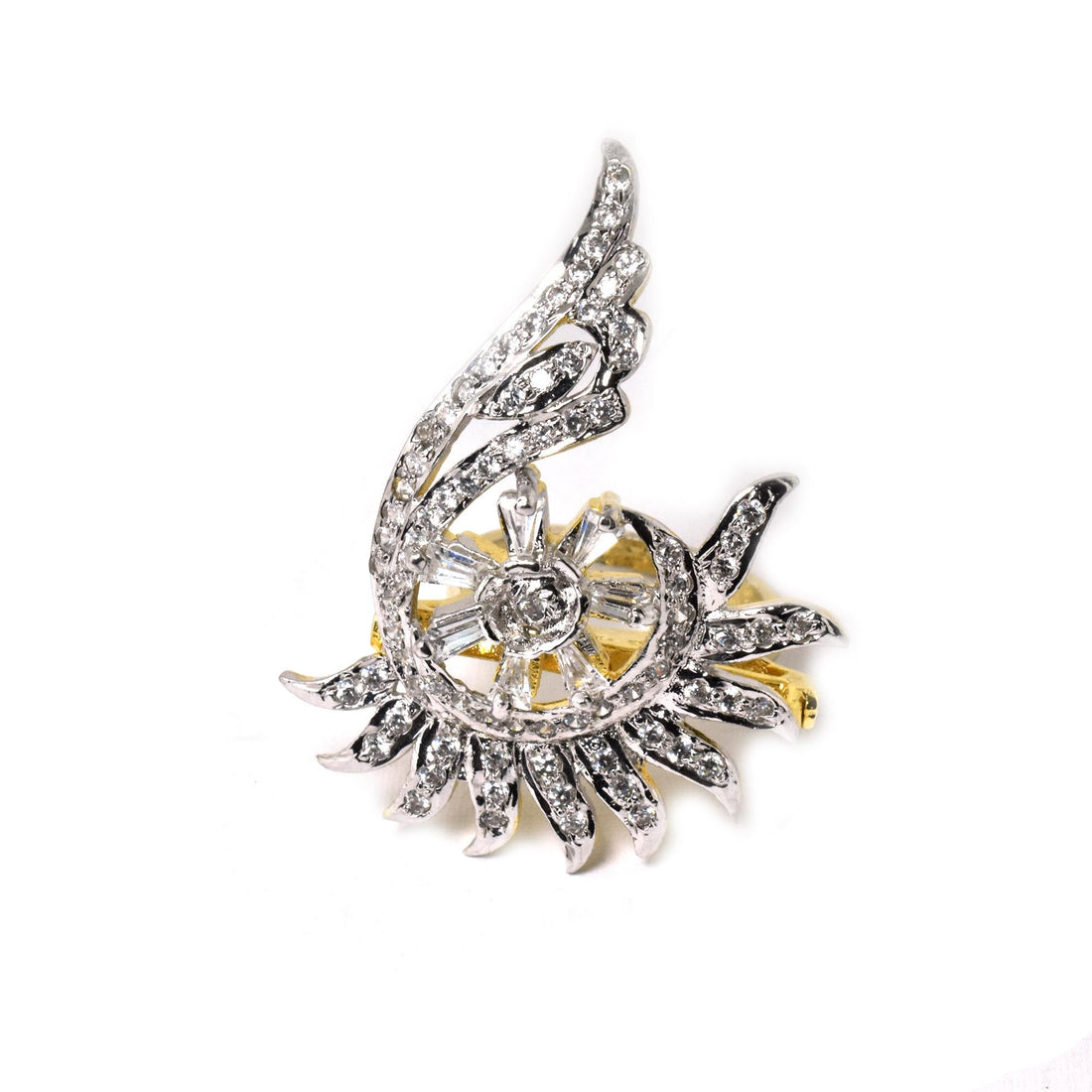 Gold Plated CZ Diamond Statement Ring: Handmade Cocktail Jewelry — 7