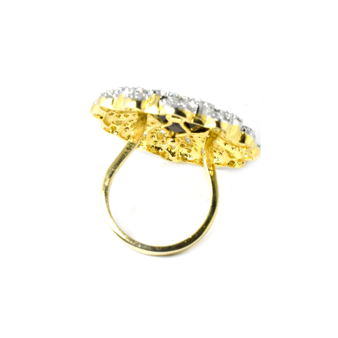 Black Onyx CZ Diamond Adjustable Ring | Gold Plated Ring | Cocktail Ring | Bridal Ring | Wedding Ring | Engagement Ring | Gift for Her — 3