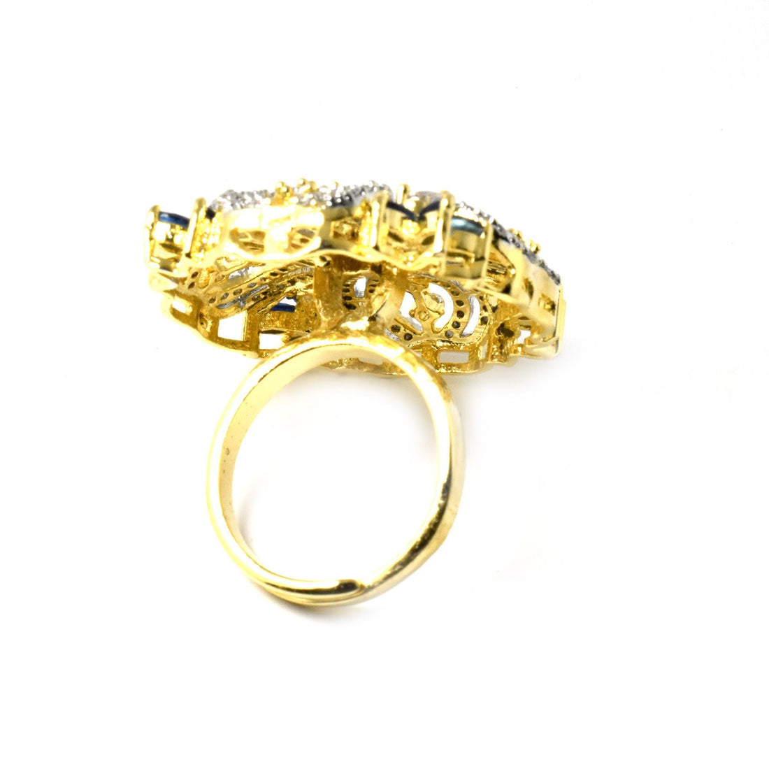 Sapphire CZ Ring | Yellow Gold Plated Diamond Ring | Engagement Ring | Wedding Ring | Traditional Ring | Statement Ring| Gift for Her — 6