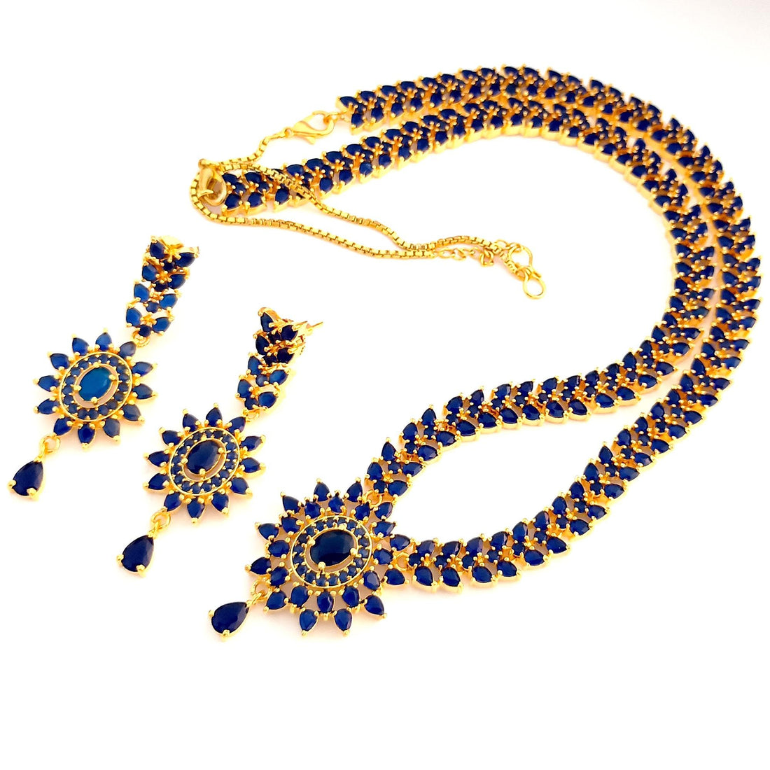 Sapphire Blue Long Necklace | Elegant Blue Stone Jewelry for Women | Sapphire Blue Beaded Necklace | Gift For Her — 6
