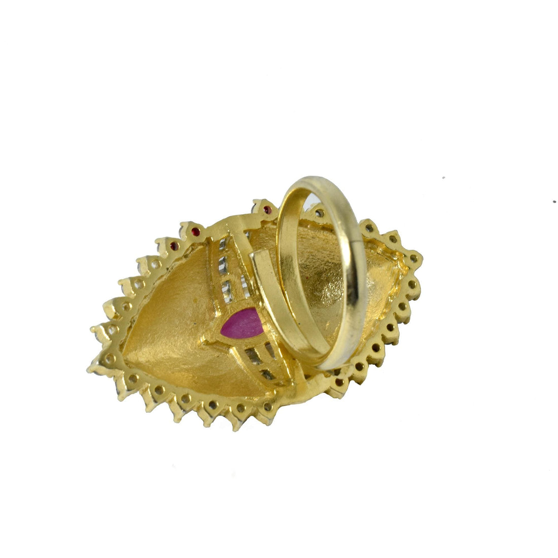 Victorian Ruby CZ Diamond Adjustable Ring | 22K Gold Plated Ring |Cocktail Ring | Bridal Ring | Wedding Ring | Engagement Ring |Gift For Her — 7