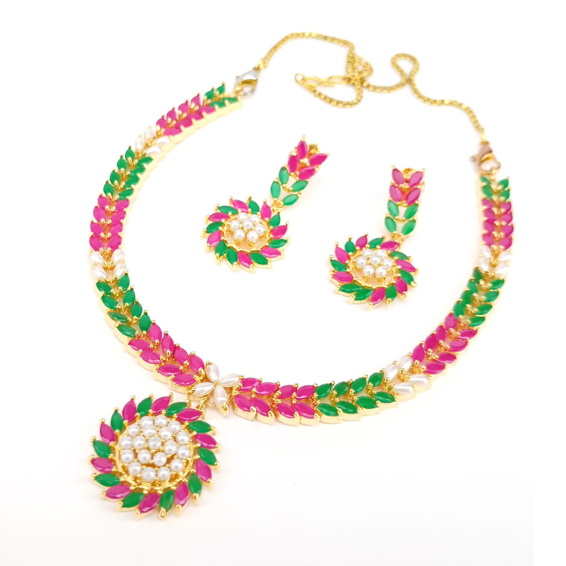 Ruby & Multi Stone Gold Plated Necklace Set for Women | Indian Wedding Bridal Jewellery | Traditional Party Wear Necklace | Gift for Her — 7