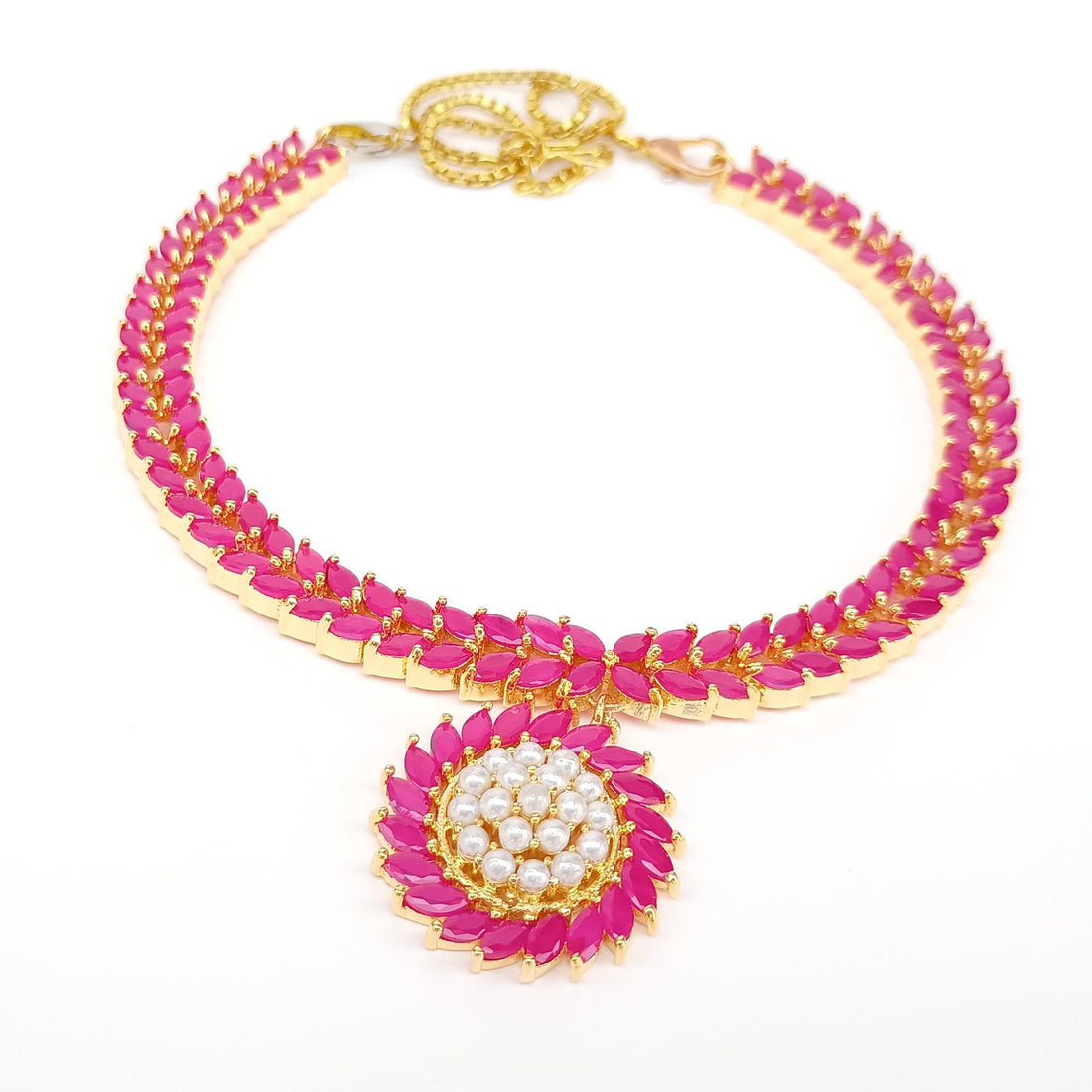 Ruby & Multi Stone Gold Plated Necklace Set for Women | Indian Wedding Bridal Jewellery | Traditional Party Wear Necklace | Gift for Her — 4