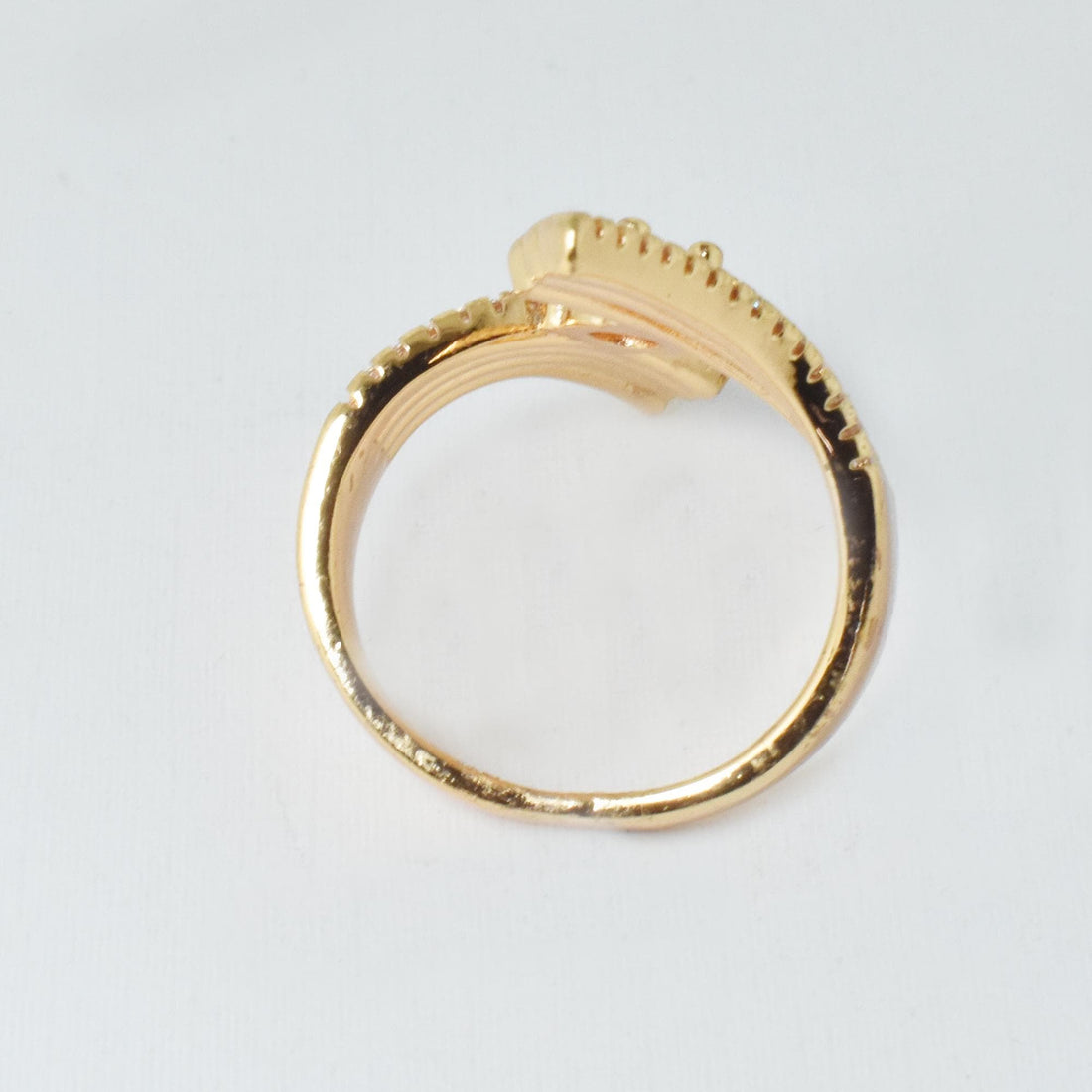 Gold Plated Leaf Design Adjustable Cocktail Ring | CZ Bridal Statement Jewelry | Festive Indian Ring | Gift For Her — 3