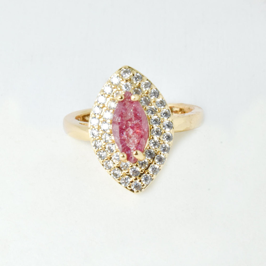 Marquise Ruby Ring | Gold Plated CZ Diamond Cocktail Ring | Adjustable Bridal Statement Ring | Festive Party Wear Jewelry | Gift for Her — 6