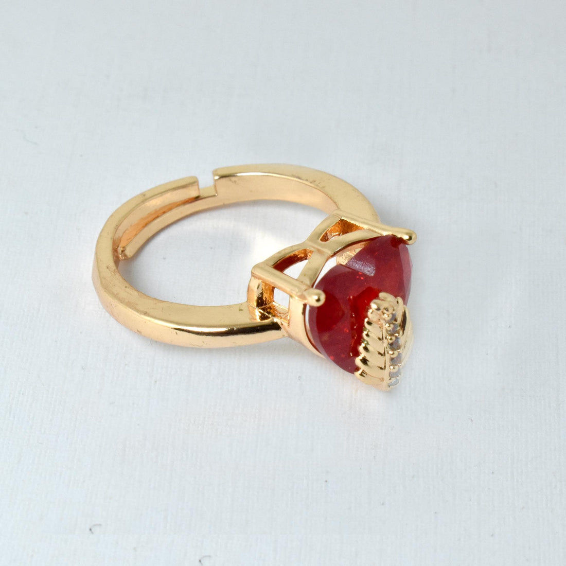 Heart Shape Ruby CZ Diamond Ring | Rose Gold Plated Adjustable Statement Ring | Bridal Wedding Engagement Ring | Gift for Her — 3