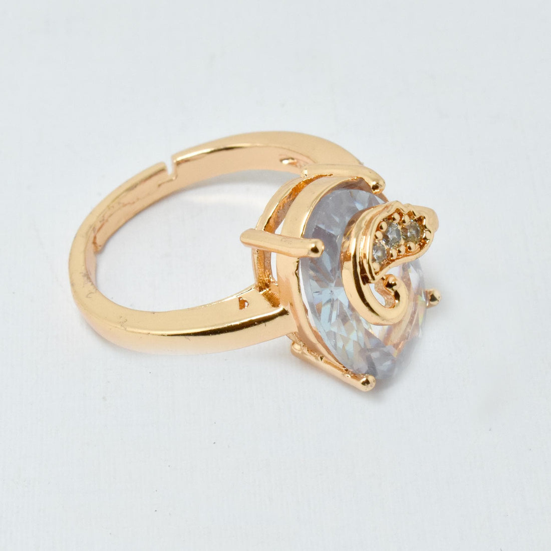 Gold Plated Cushion Moonstone Ring with CZ Diamonds | Statement Cocktail Ring | Bridal Wedding Engagement Ring | Gift for Women — 5