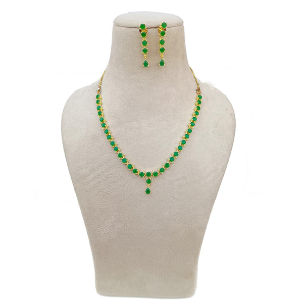 22k Gold Plated Indian Necklace: Emerald, Ruby & Pearl