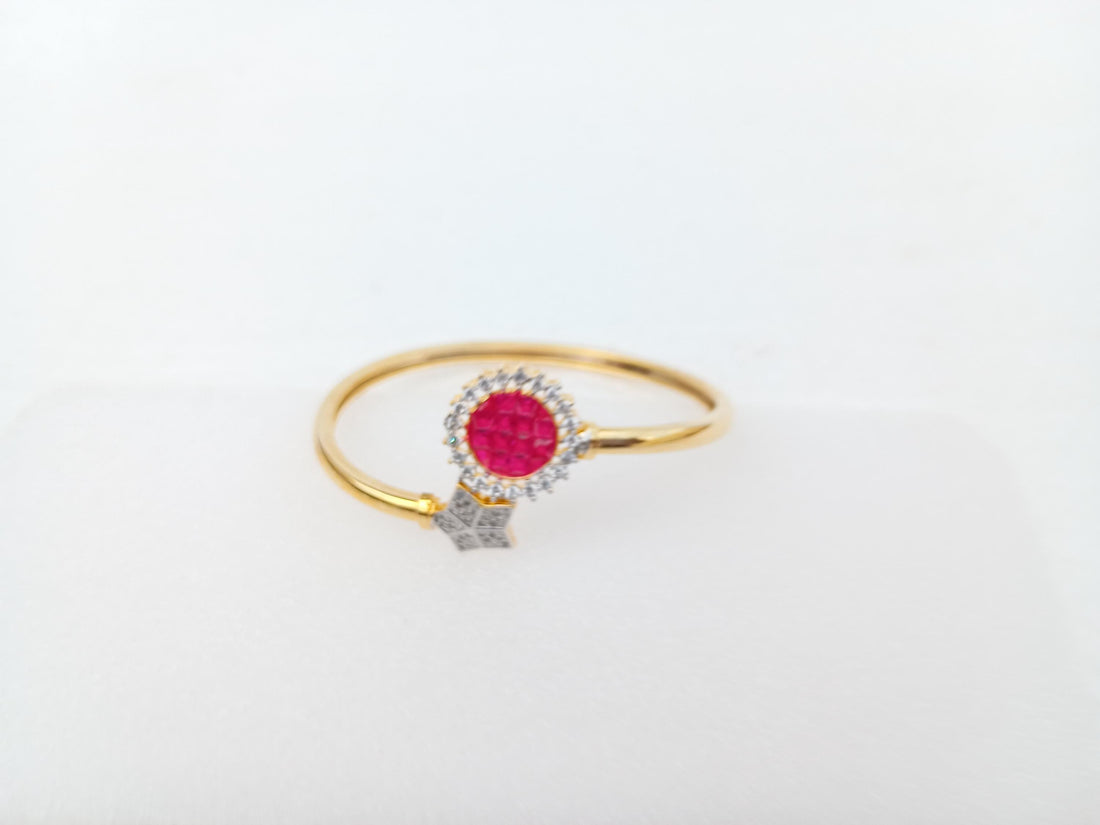 Ruby & Cubic Zirconia Gold Plated Bangle Bracelet | Elegant Red Stone Bridal Wedding Jewelry | Traditional Statement Bangle | Gift for Her — 2