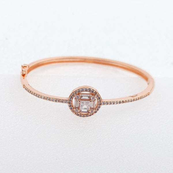 Rose Gold Cubic Zirconia Bangle Bracelet | Elegant CZ Stone Minimal Openable Bangle | Bridal Party Wear Jewelry | Gift for Her