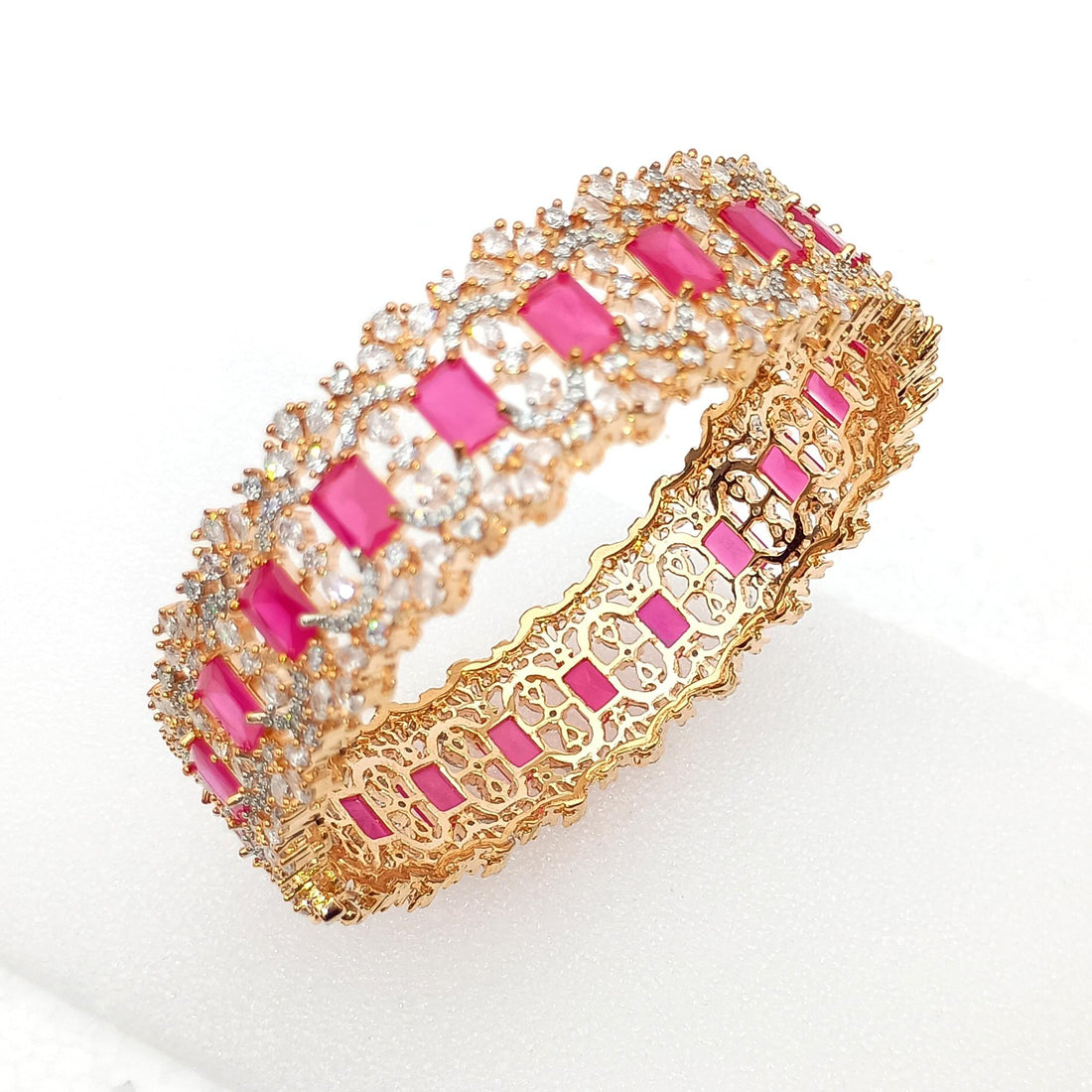 Ruby CZ Gold Plated Indian Bangles | Bollywood Style Bracelet | BCZ Bangles | Wedding Favour Return Gift Favour | Gift For Her — 3