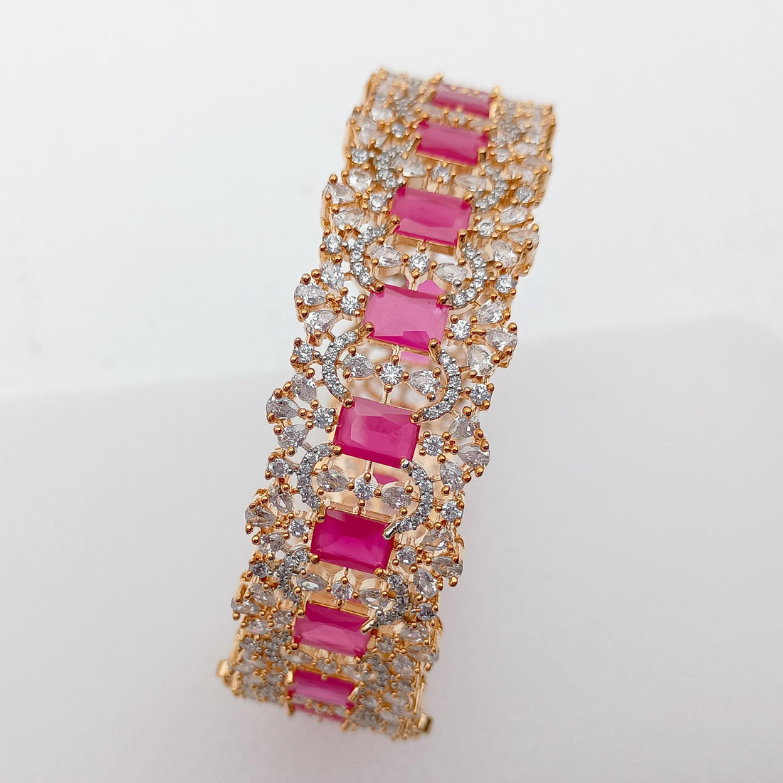 Ruby CZ Gold Plated Indian Bangles | Bollywood Style Bracelet | BCZ Bangles | Wedding Favour Return Gift Favour | Gift For Her — 4