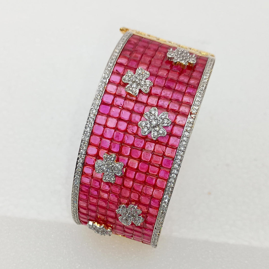 Ruby CZ Gold Plated Indian Bangles | Handcrafted Indian Bridal Kada | Fashionable Bridal Wedding Jewelry | Stone Bangles | Gift For Her — 4