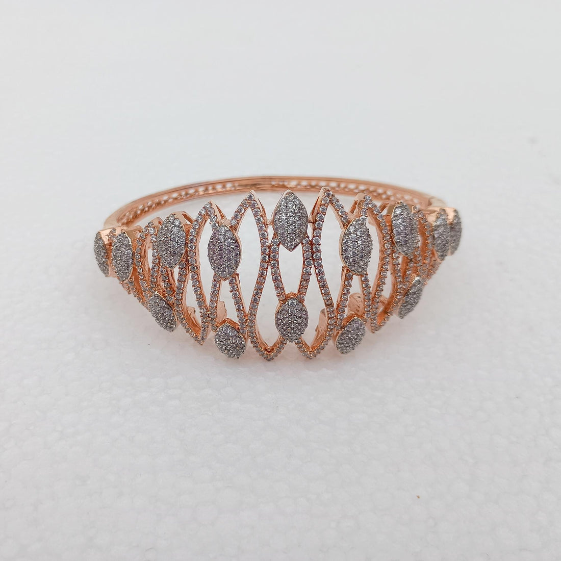 Rose Gold Cubic Zirconia Diamond Bangle | Indian Bollywood Style Bracelet | Elegant Bridal Wedding Party Jewelry | Gift for Her — 6
