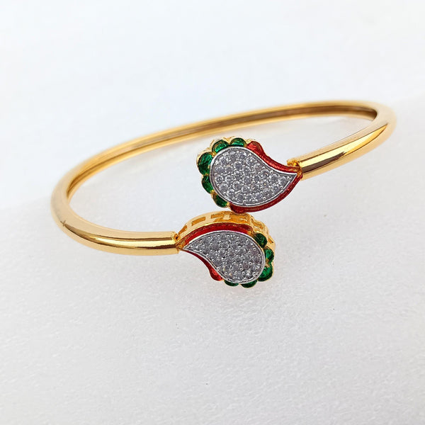 Emerald CZ Bangle | 22K Gold Plated Indian Bracelet | Bridal Wedding Statement Bangle | Ethnic Party Wear Jewelry | Gift for Her