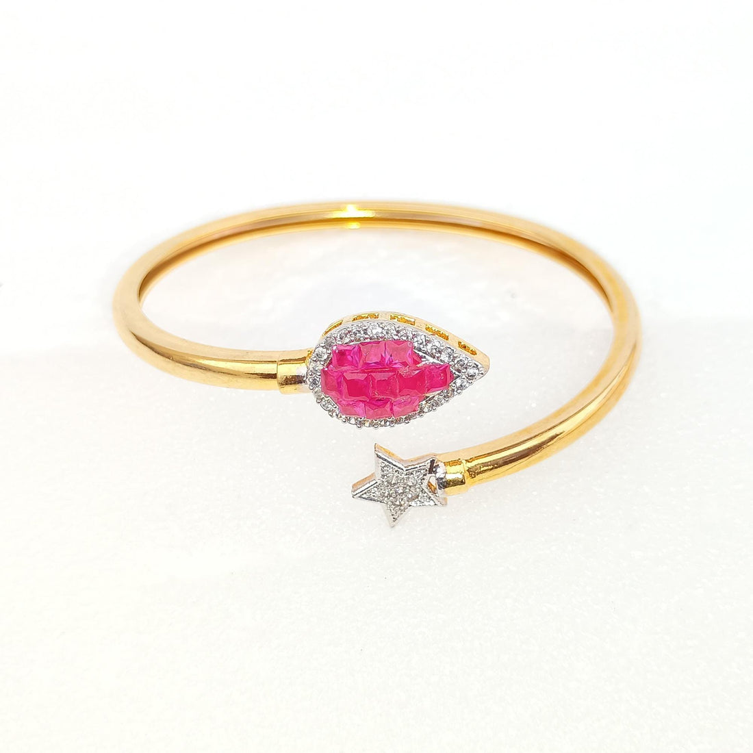 Handmade Ruby CZ Gold Plated Bangle | Bollywood Indian Bracelet | Bridal Wedding Statement Bangle | Ethnic Party Wear Jewelry | Gift for Her — 2