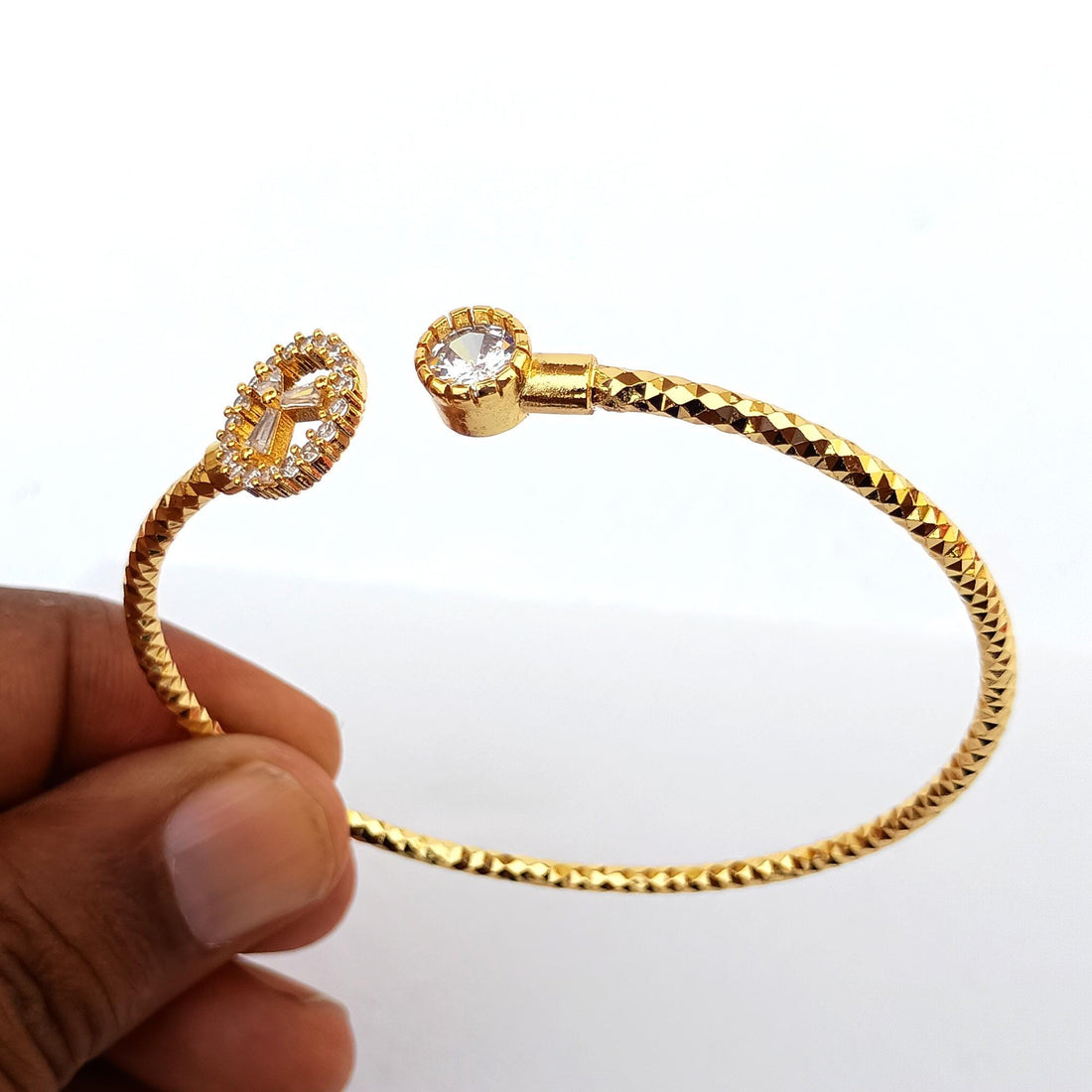 Gold Plated CZ Bangle | Bollywood Style Indian Bracelet | Bridal Wedding Statement Bangle | Ethnic Party Wear Jewelry | Gift for Her — 8