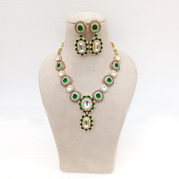 22k Gold Plated Kundan Necklace | Indian Bridal Jewelry | Elegant Wedding Ethnic Statement Necklace | Traditional Jewelry | Gift For Her
