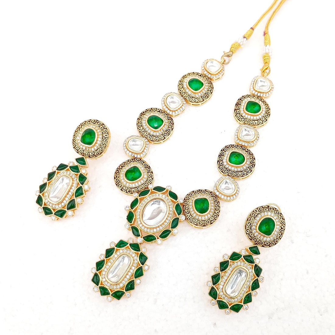 22k Gold Plated Kundan Necklace | Indian Bridal Jewelry | Elegant Wedding Ethnic Statement Necklace | Traditional Jewelry | Gift For Her — 3