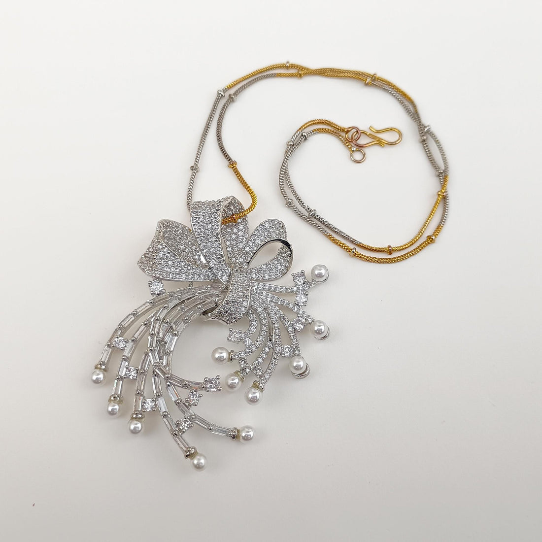 Victorian Style Sapphire-CZ Pendant Necklace: Indian Bridal Jewelry — 5