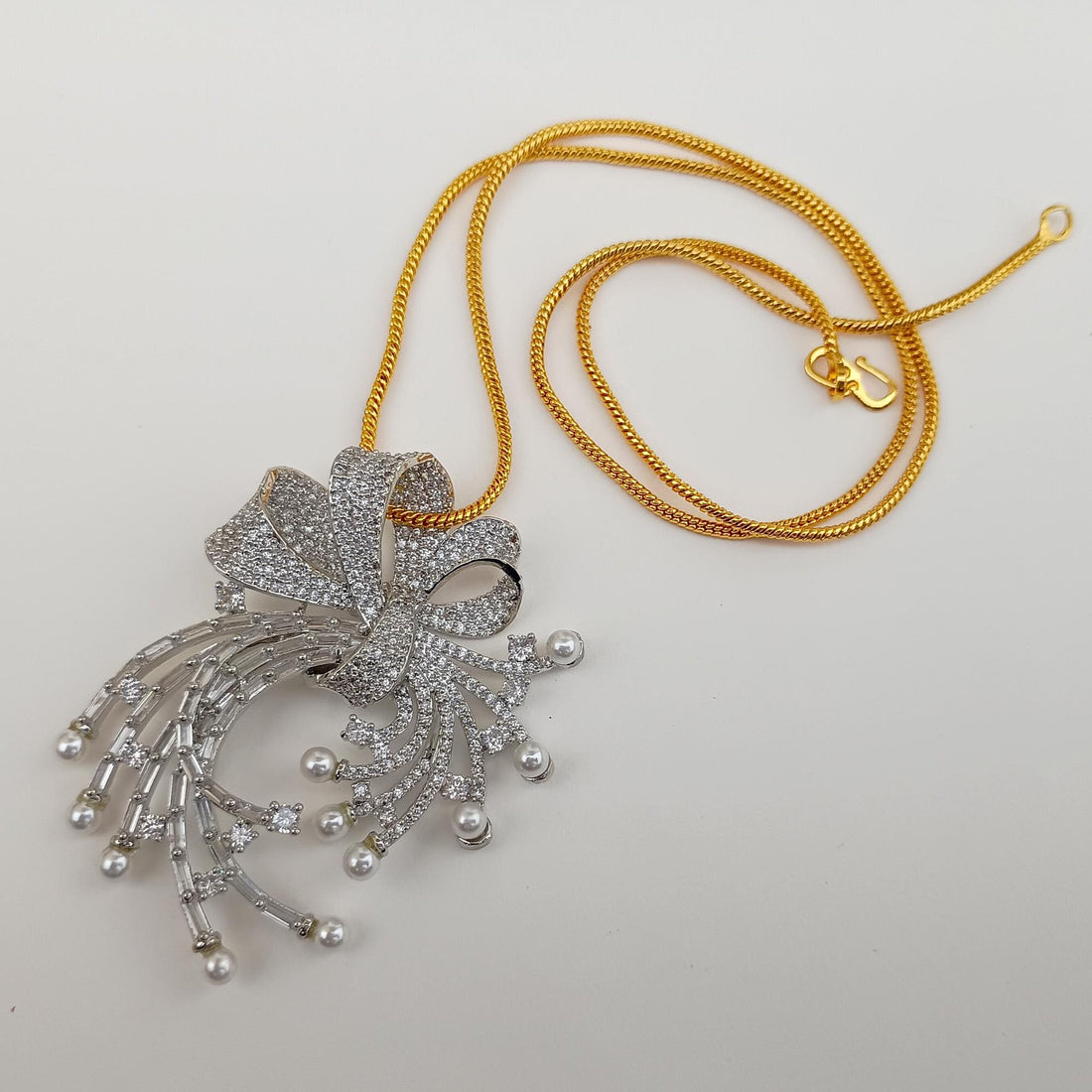 Victorian Style Sapphire-CZ Pendant Necklace: Indian Bridal Jewelry — 4