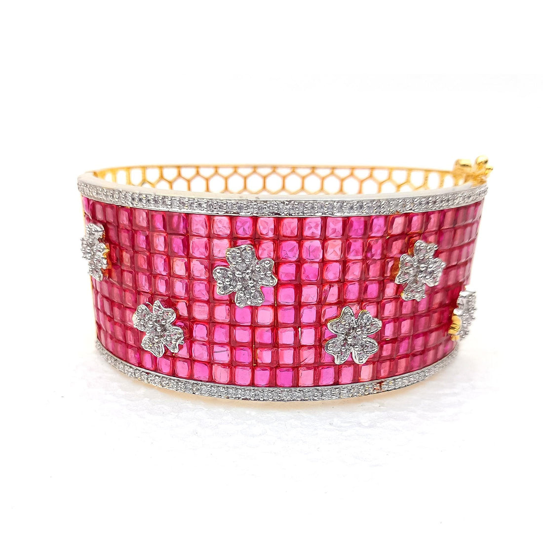 Ruby CZ Gold Plated Indian Bangles | Handcrafted Indian Bridal Kada | Fashionable Bridal Wedding Jewelry | Stone Bangles | Gift For Her — 8